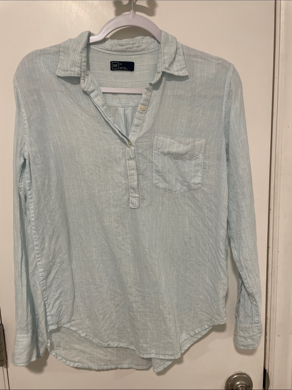 GAP Light Blue Long-Sleeve Henley Shirt